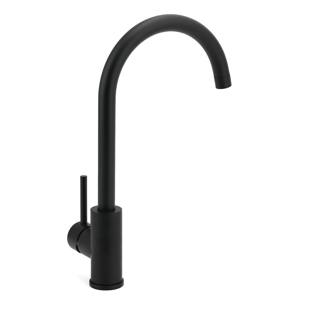 WELS Black Kitchen Sink Mixer Laundry Faucet Tapware 360° Swivel Gooseneck Spout - Image 3