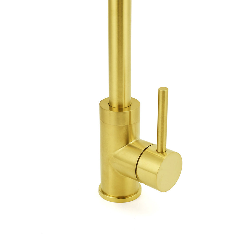 Brushed Gold Round Kitchen Mixer Sink Tap 360° Swivel Laundry Basin Faucet Spout - Image 4