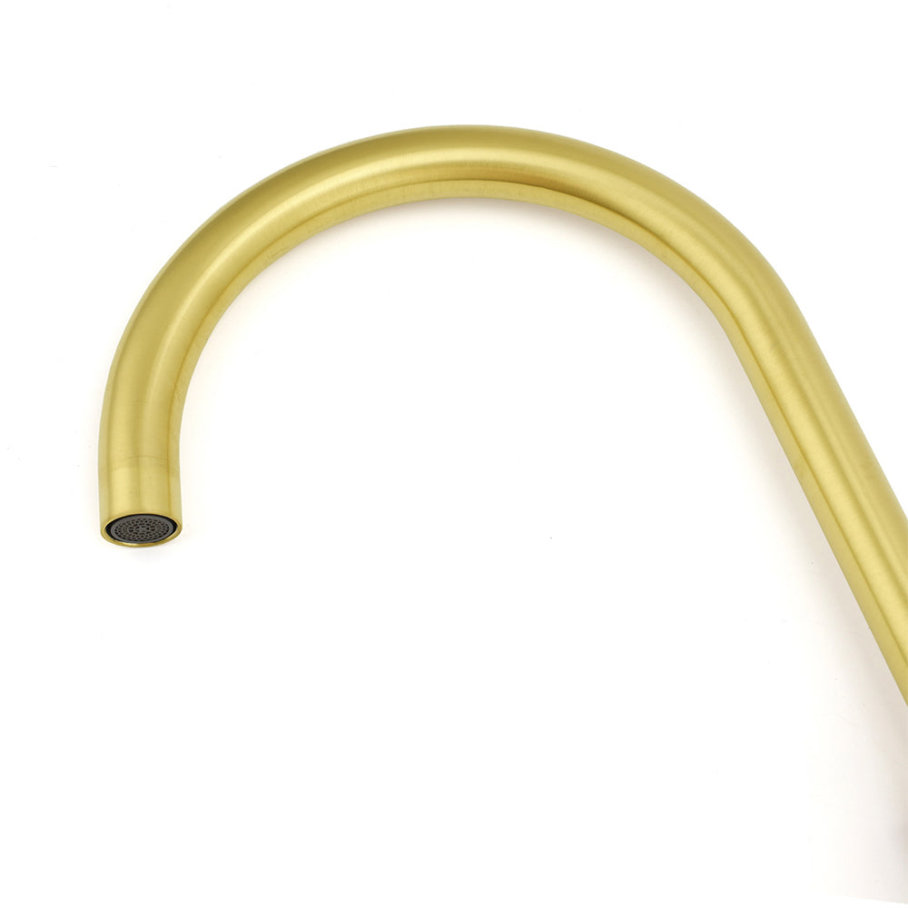 Brushed Gold Round Kitchen Mixer Sink Tap 360° Swivel Laundry Basin Faucet Spout - Image 7
