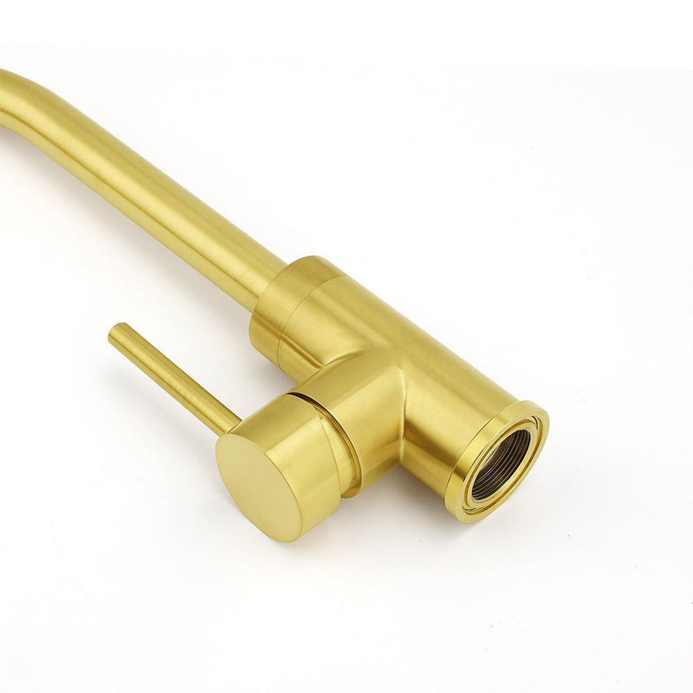 Brushed Gold Round Kitchen Mixer Sink Tap 360° Swivel Laundry Basin Faucet Spout - Image 8