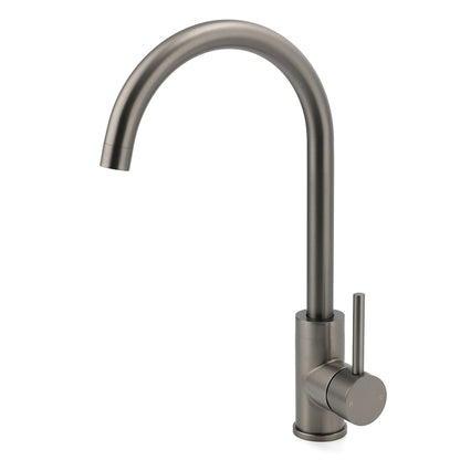 Gun Metal Round Kitchen Mixer Sink Tap 360° Swivel Laundry Basin Faucet Spout Set