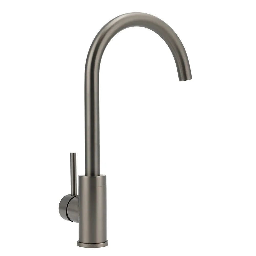 Gun Metal Round Kitchen Mixer Sink Tap 360° Swivel Laundry Basin Faucet Spout Set - Image 3
