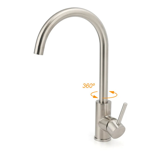 WELS Kitchen Laundry Swivel Sink Mixer Faucet Tap Spout Stainless Steel Brushed - Image 2