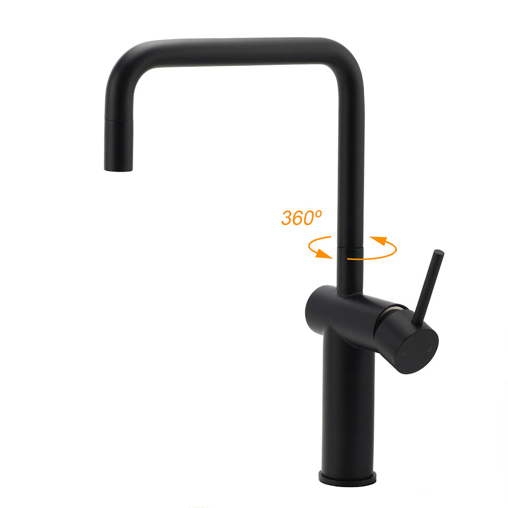 WELS Matt Black SUS Tall Kitchen Laundry 360º Swivel Sink Mixer Faucet Tap Spout - Image 2