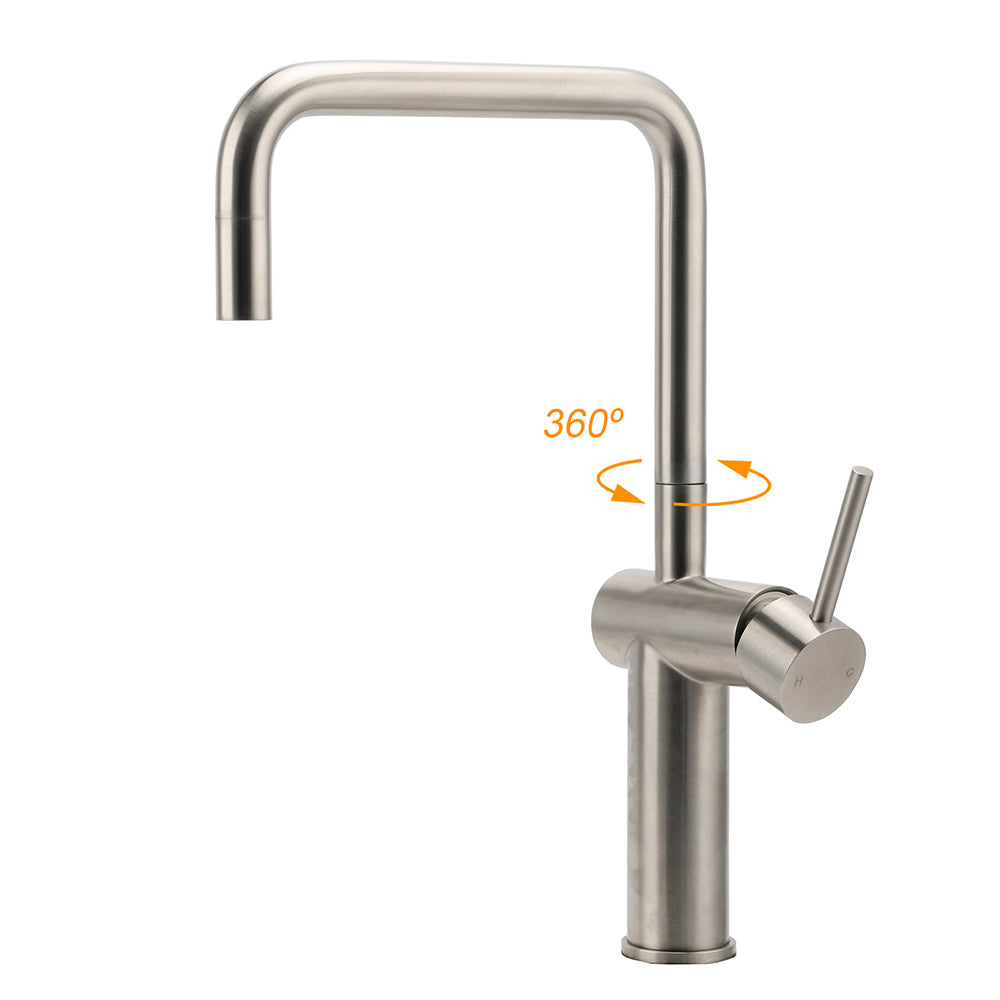 WELS 6L/m Kitchen Laundry 360º Swivel Sink Mixer Faucet Tap Spout Brushed Silver - Image 2