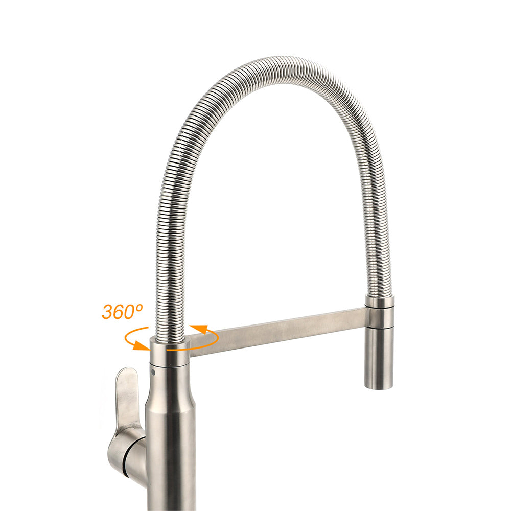 Brushed Nickel Kitchen Sink Basin Mixer 360 Swivel Faucet Tap Pull Out Spout SUS - Image 4