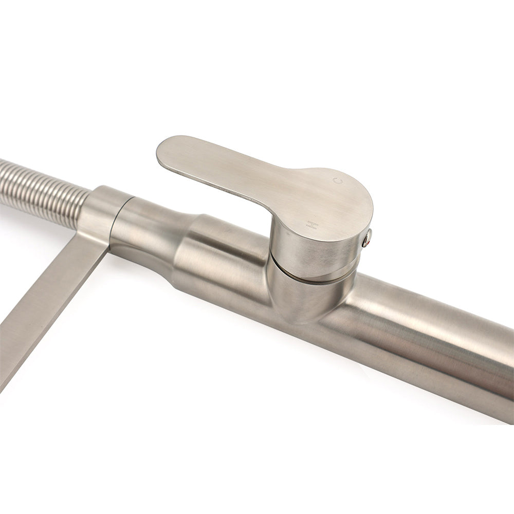 Brushed Nickel Kitchen Sink Basin Mixer 360 Swivel Faucet Tap Pull Out Spout SUS - Image 6