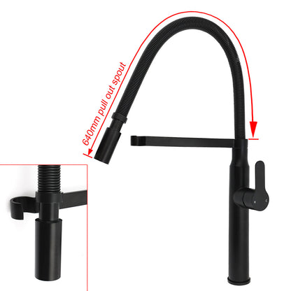 Matt Black Kitchen Sink Basin Mixer 360º Swivel Faucet Tap Pull Out Spout WELS - Image 3