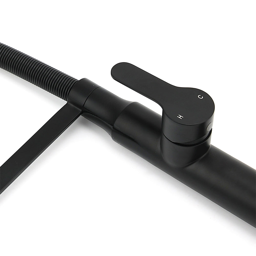 Matt Black Kitchen Sink Basin Mixer 360º Swivel Faucet Tap Pull Out Spout WELS - Image 6
