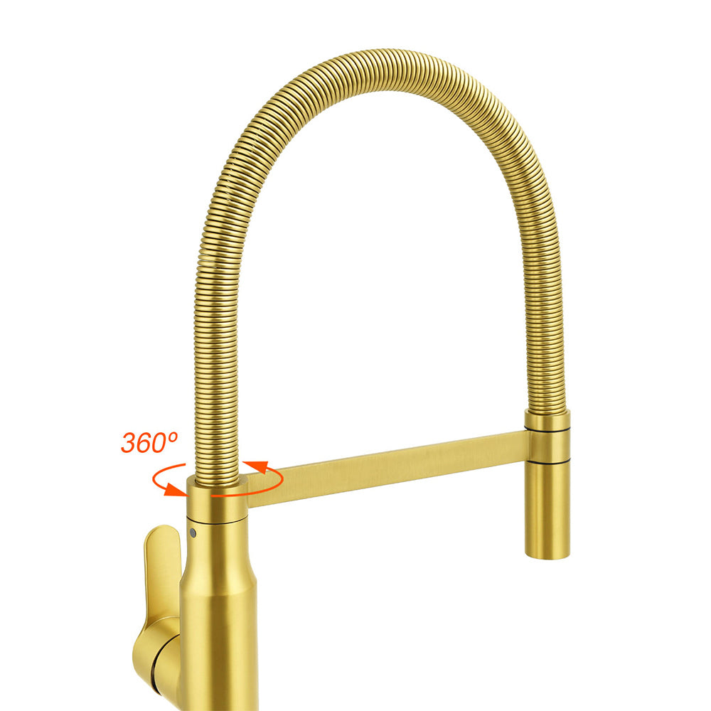 Brushed Gold Tall Kitchen Sink Basin Mixer 360º Swivel Faucet Tap Pull Out Spout - Image 4