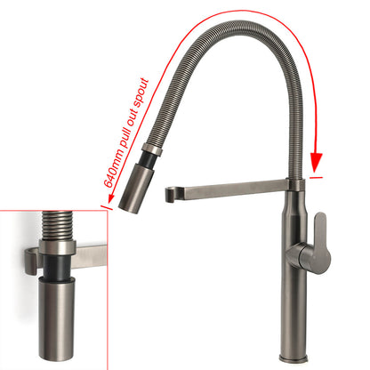 WELS Gun Metal Stainless Steel Pull Out Swivel Kitchen Mixer Sink Tap Spout Faucet - Image 8