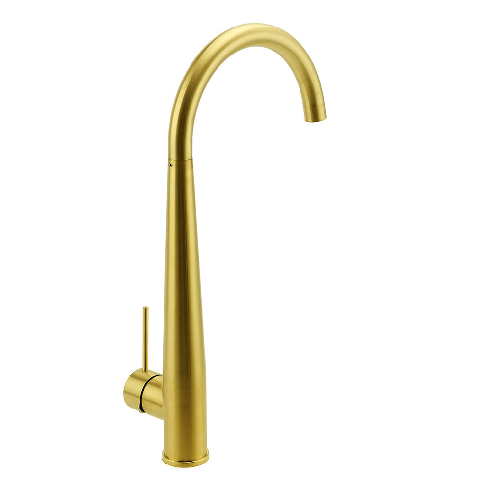 Brushed Gold Round Kitchen Mixer Sink Tap 360 Swivel Basin Laundry Faucet Spout - Image 2