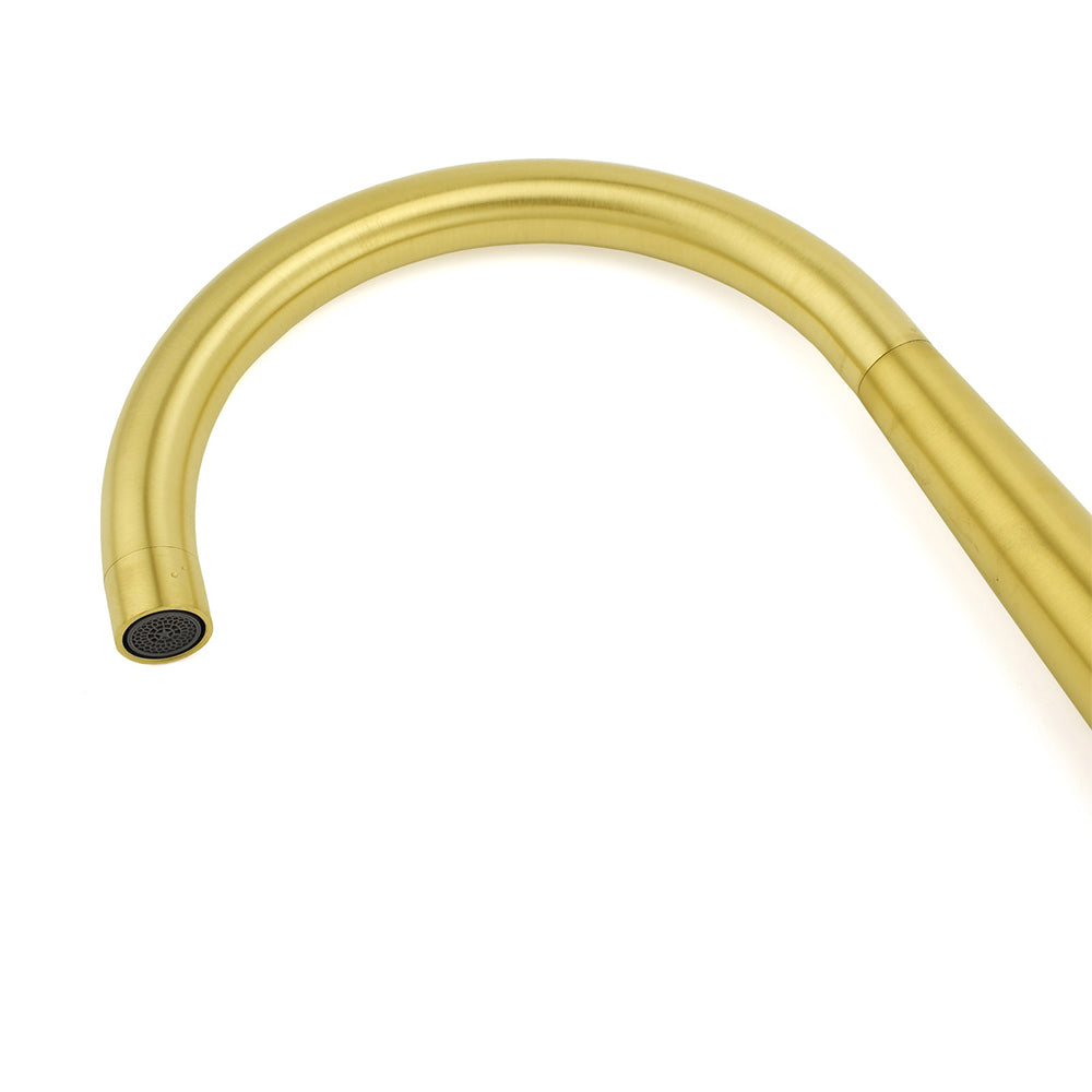 Brushed Gold Round Kitchen Mixer Sink Tap 360 Swivel Basin Laundry Faucet Spout - Image 3