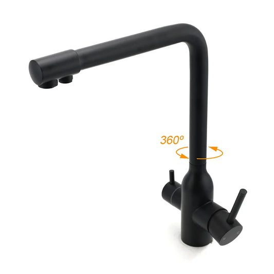 Matt Black 3 Ways Kitchen Mixer Tap Pury Water Sink Faucet 360 Swivel Spout Outlet - Image 3