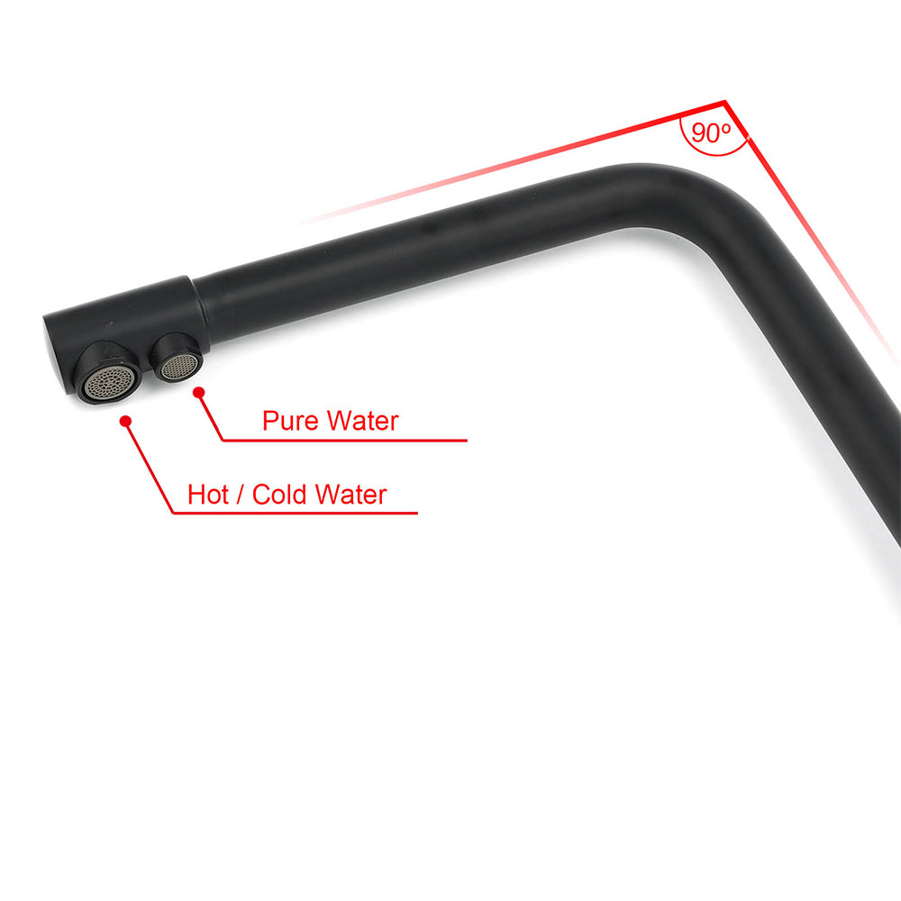 Matt Black 3 Ways Kitchen Mixer Tap Pury Water Sink Faucet 360 Swivel Spout Outlet - Image 4