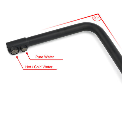Matt Black 3 Ways Kitchen Mixer Tap Pury Water Sink Faucet 360 Swivel Spout Outlet - Image 4