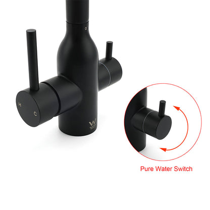 Matt Black 3 Ways Kitchen Mixer Tap Pury Water Sink Faucet 360 Swivel Spout Outlet - Image 5