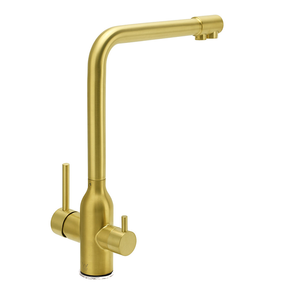 WELS Brushed Gold 3 Ways Kitchen Mixer Tap Swivel Spout Pure Water Sink Faucet Set - Image 4