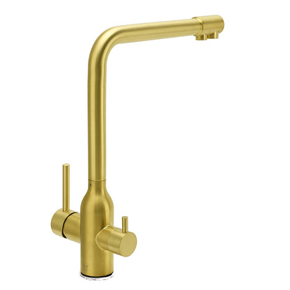 WELS Brushed Gold 3 Ways Kitchen Mixer Tap Swivel Spout Pure Water Sink Faucet Set - Image 4
