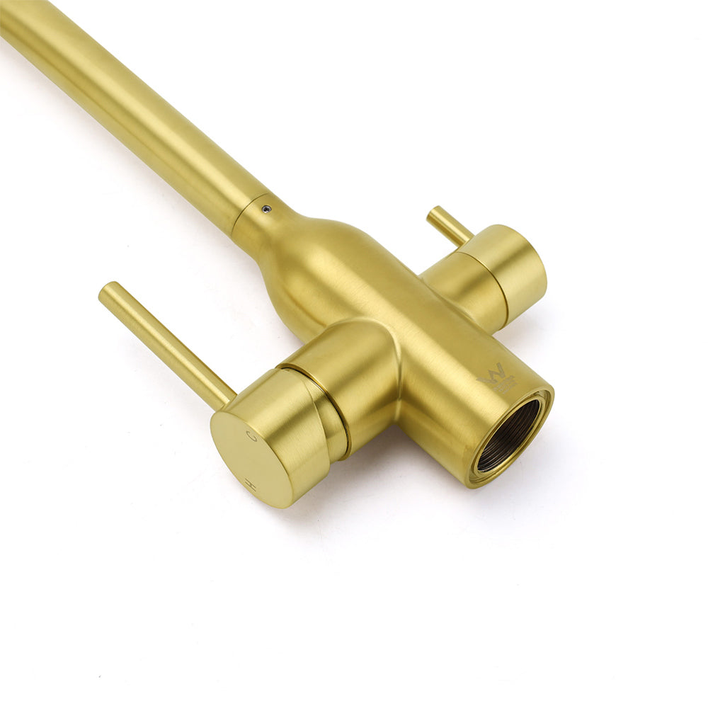 WELS Brushed Gold 3 Ways Kitchen Mixer Tap Swivel Spout Pure Water Sink Faucet Set - Image 6