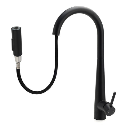 Round Matt Black Pull Out Kitchen Sink Tap Laundry Basin Mixer 2 Way Spout Set - Image 2