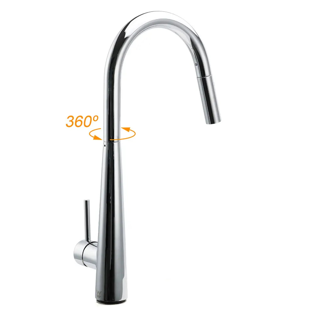 WELS Chrome 360 Swivel Pull Out Kitchen Tap Sink Mixer Faucet Spout 2 Way Outlet - Image 3