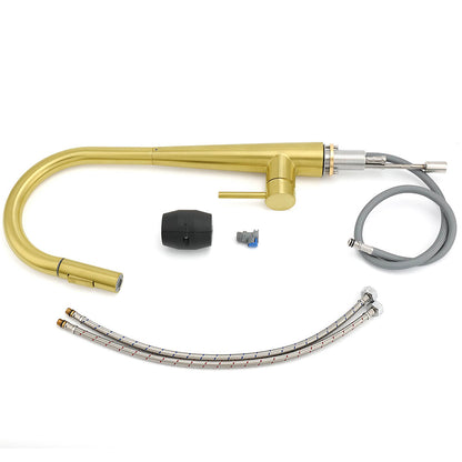 Brushed Gold Pull Out Kitchen Sink Tap Basin Mixer Faucet 2 Mode Spraying Spout - Image 6