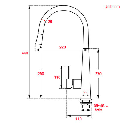 WELS Gun Metal Pull Out 2 Modes Spray Spout Kitchen Sink Tap Basin Faucet Mixer - Image 8