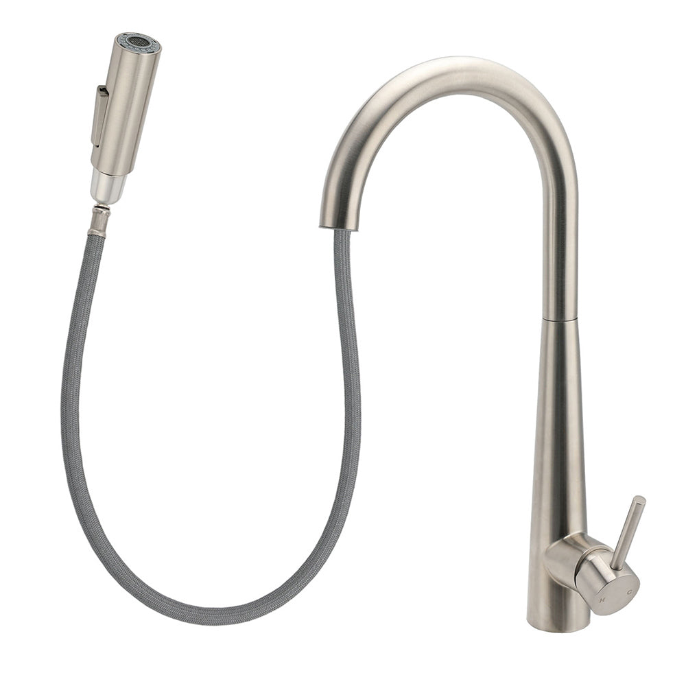 Brushed Nickel Pull Out Kitchen Tap Sink Mixer Faucet Spout 2 Modes Spray Outlet - Image 2