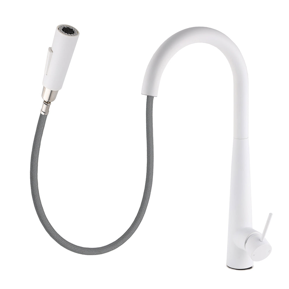 Matte White 2 Modes Spray Kitchen Mixer Pull Out Sink Tap Laundry Swivel Faucet - Image 2