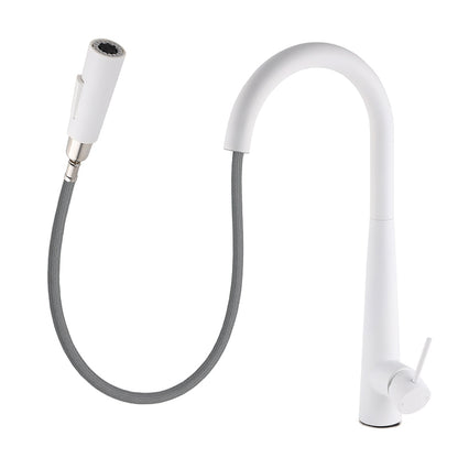 Matte White 2 Modes Spray Kitchen Mixer Pull Out Sink Tap Laundry Swivel Faucet - Image 2