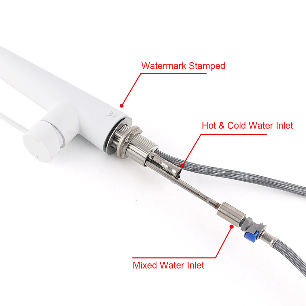 Matte White 2 Modes Spray Kitchen Mixer Pull Out Sink Tap Laundry Swivel Faucet - Image 8