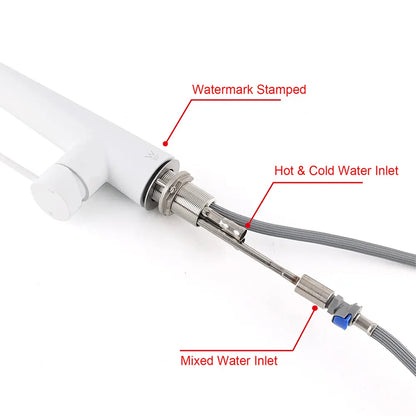 Matte White 2 Modes Spray Kitchen Mixer Pull Out Sink Tap Laundry Swivel Faucet - Image 6
