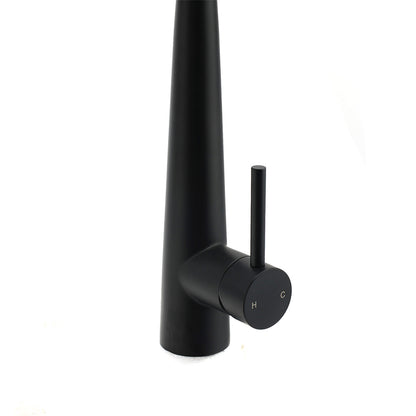 Matt Black Pull Out Long Hose Kitchen Sink Tap Round Basin Mixer Faucet Spout - Image 5