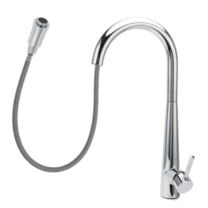 WELS Chrome Pull Out Kitchen Sink Tap Round Basin Mixer Faucet Flexible Spout - Image 2