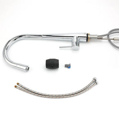 WELS Chrome Pull Out Kitchen Sink Tap Round Basin Mixer Faucet Flexible Spout - Image 5
