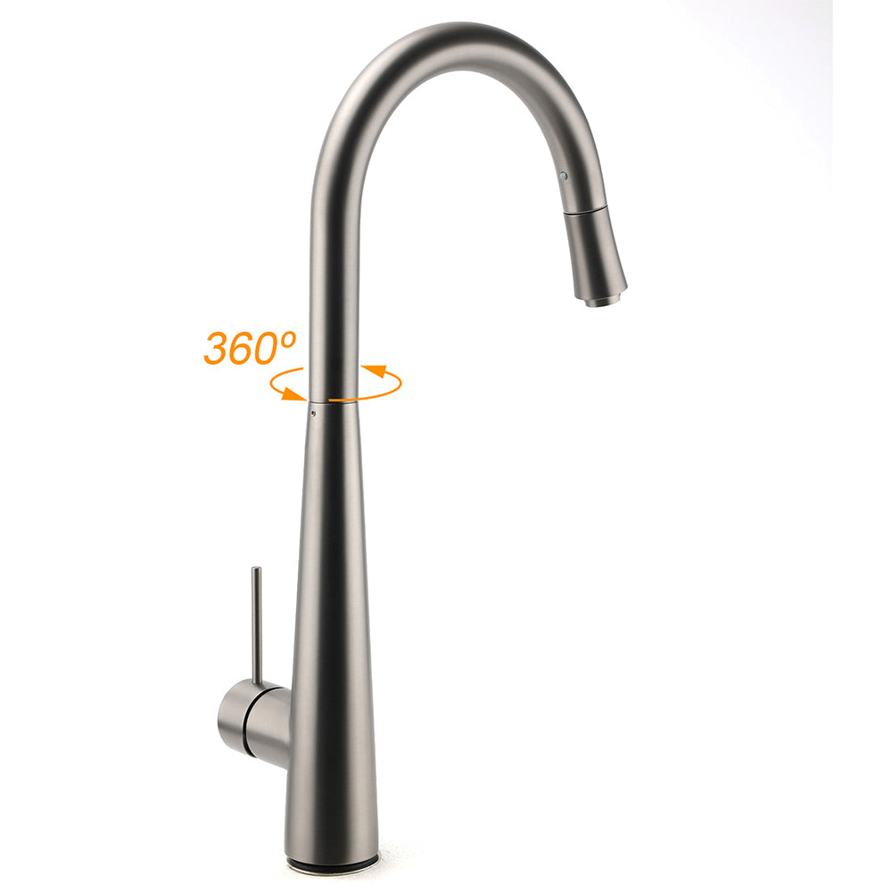 WELS Gun Metal Grey Pull Out Kitchen Sink Tap Basin Mixer Faucet Flexible Spout - Image 3