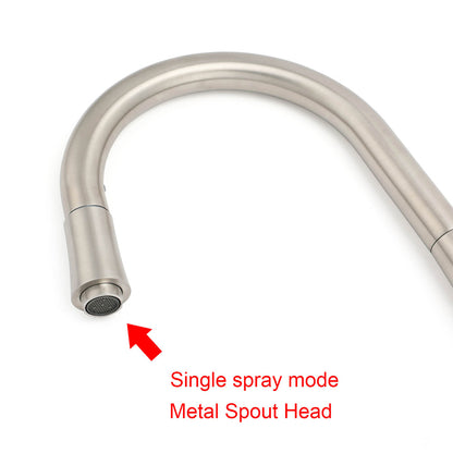 Brushed Nickel Silver Round Pull Out Kitchen Sink Tap Mixer Faucet Spout Outlet - Image 4