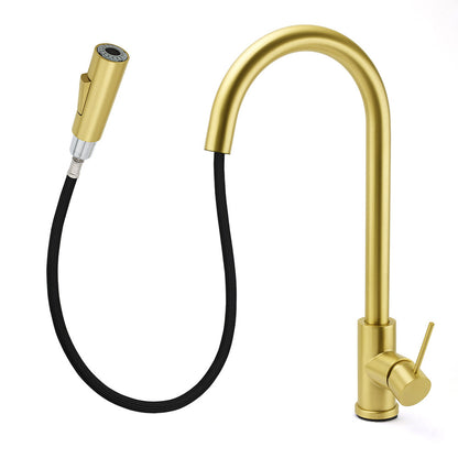 WELS Brushed Gold Pull Out Kitchen Sink Tap Basin Mixer Faucet 2 Modes Spout Set - Image 2