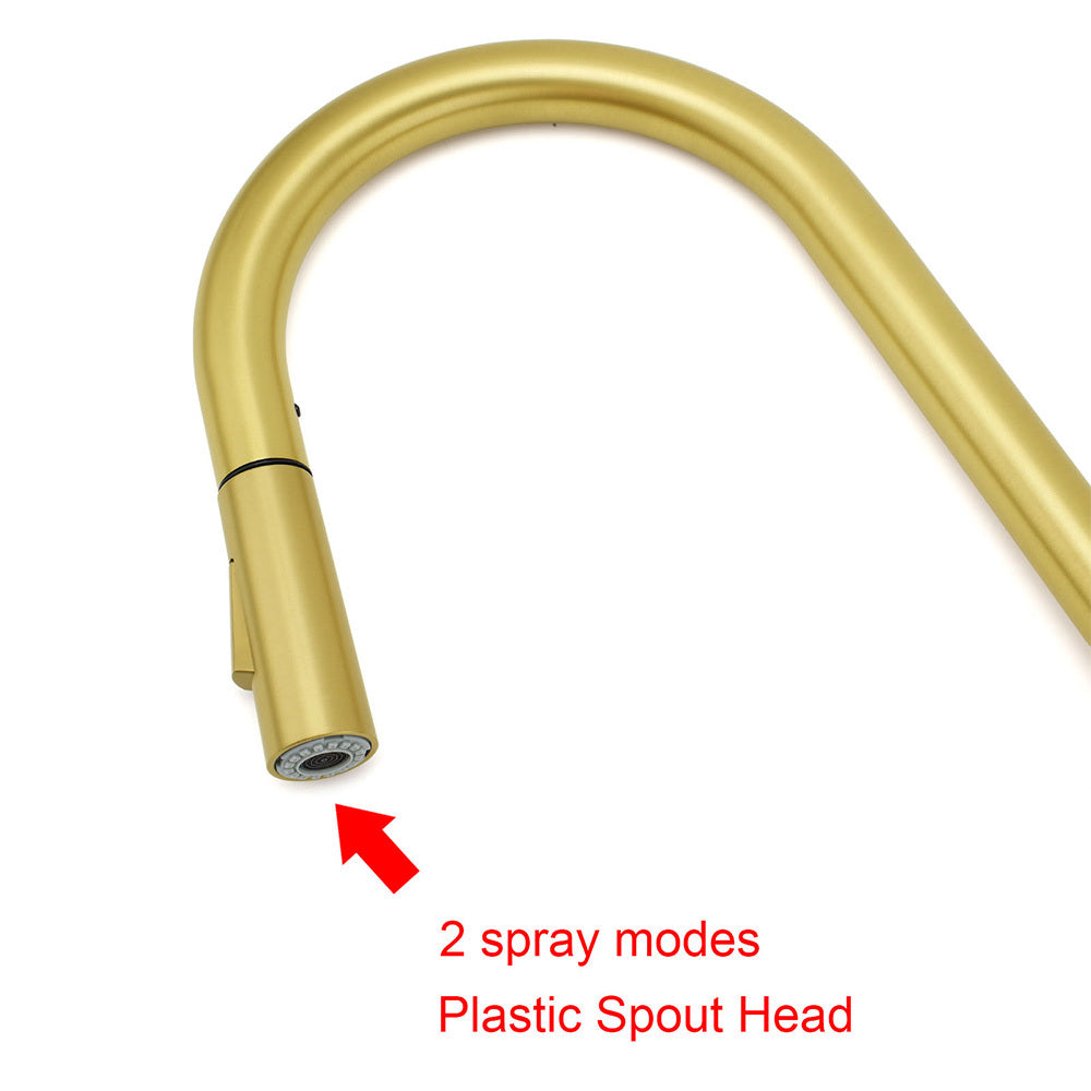WELS Brushed Gold Pull Out Kitchen Sink Tap Basin Mixer Faucet 2 Modes Spout Set - Image 4