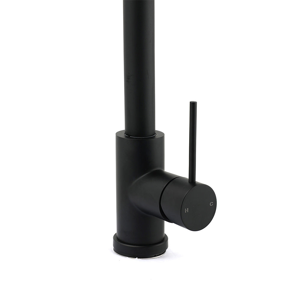 Matt Black Round Pull Out Down Kitchen Sink Tap Laundry Basin Mixer 2 Way Spout - Image 5