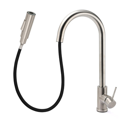 Brushed Nickel 2 Way Spray Kitchen Mixer Tap Pull Out Sink Laundry Swivel Faucet - Image 2