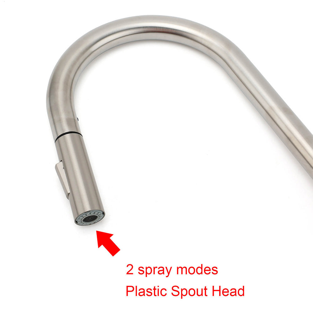 Brushed Nickel 2 Way Spray Kitchen Mixer Tap Pull Out Sink Laundry Swivel Faucet - Image 4