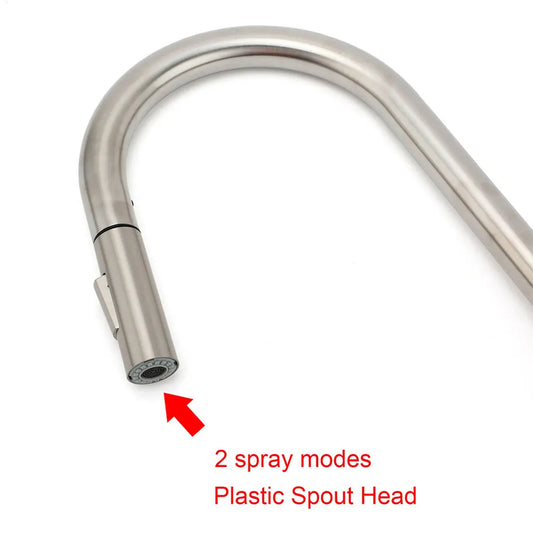 Brushed Nickel 2 Way Spray Kitchen Mixer Tap Pull Out Sink Laundry Swivel Faucet - Image 4