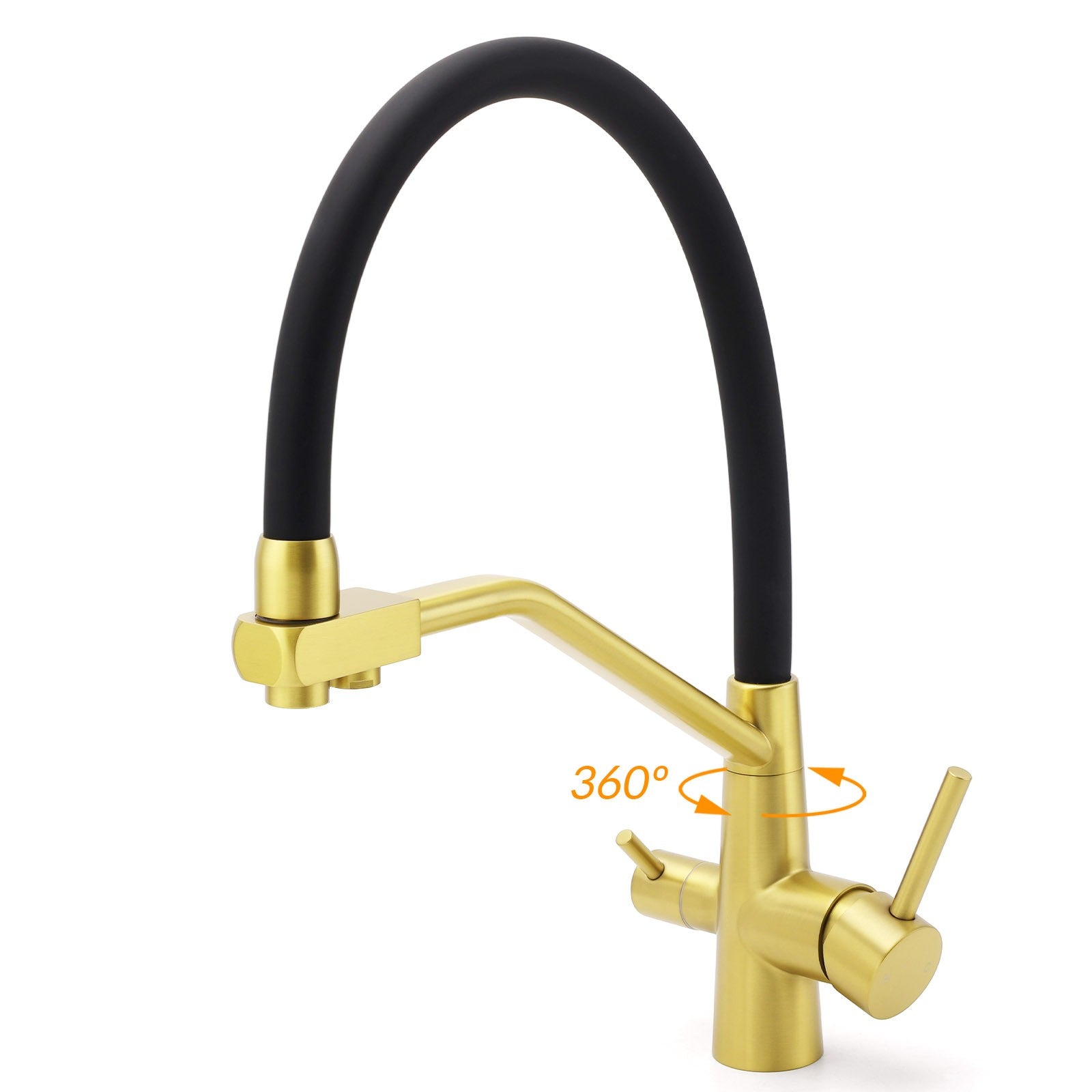 WELS Brushed Gold 3-Way Pure Drink Water Kitchen Mixer Sink Tap Pull Out Spout - Image 3