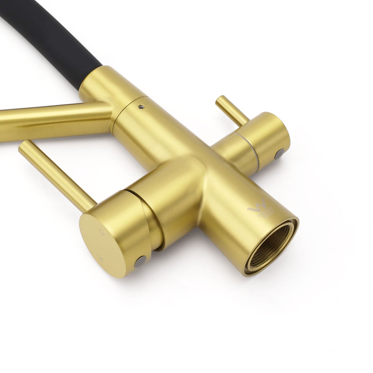 WELS Brushed Gold 3-Way Pure Drink Water Kitchen Mixer Sink Tap Pull Out Spout - Image 5