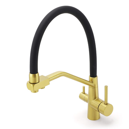 WELS Brushed Gold 3-Way Pure Drink Water Kitchen Mixer Sink Tap Pull Out Spout - Image 7