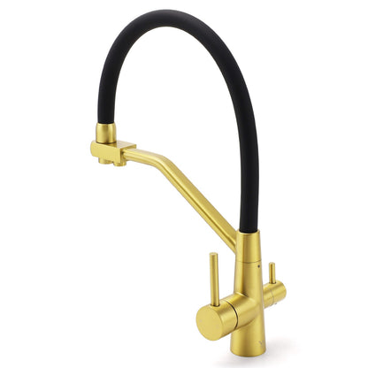 WELS Brushed Gold 3-Way Pure Drink Water Kitchen Mixer Sink Tap Pull Out Spout - Image 8