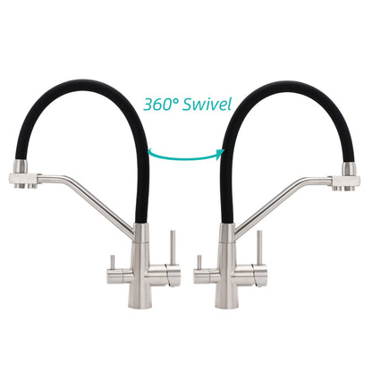 Brushed Nickel 3 Way Pull Down Kitchen Mixer Pure Drinking Water Sink Tap Spout - Image 8