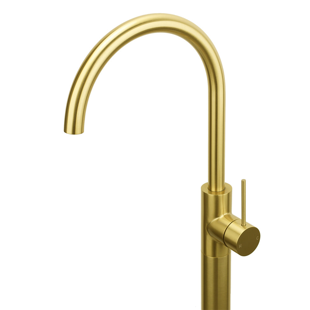 Brushed Gold Bath Tub Mixer Tap Free Standing Faucet Filler Spout Hot Cold Water - Image 2